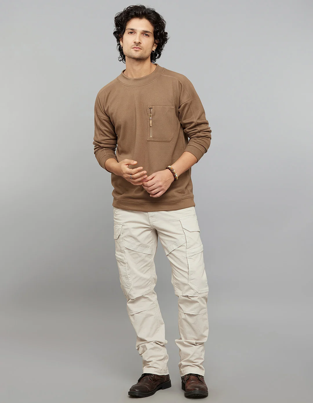 Sand Round Neck Full Sleeves Sweat Shirt - Image 2