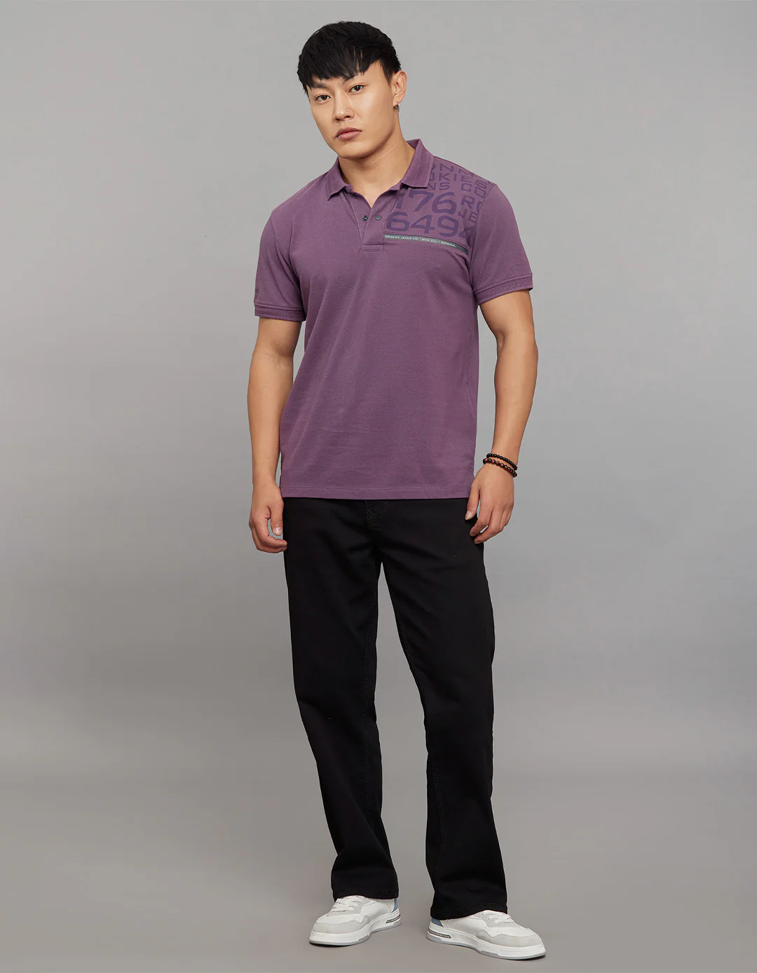 Vintage Violet Half Sleeves Pique Polo Tee - Image 2