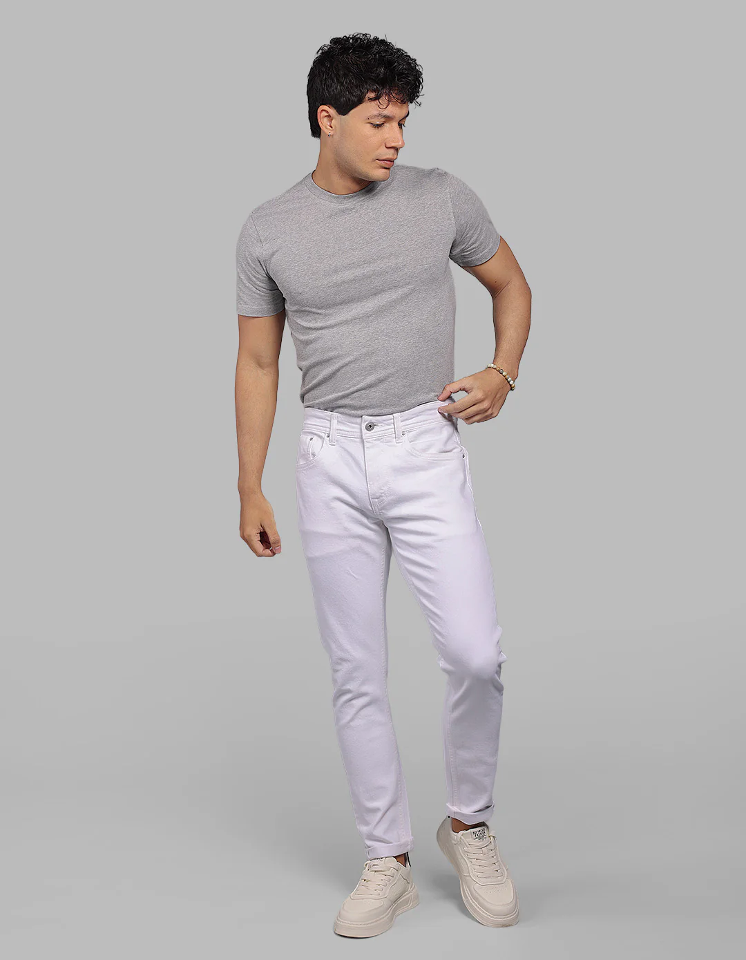 White Low-Rise Ankle Length Stretch Jeans - Image 2