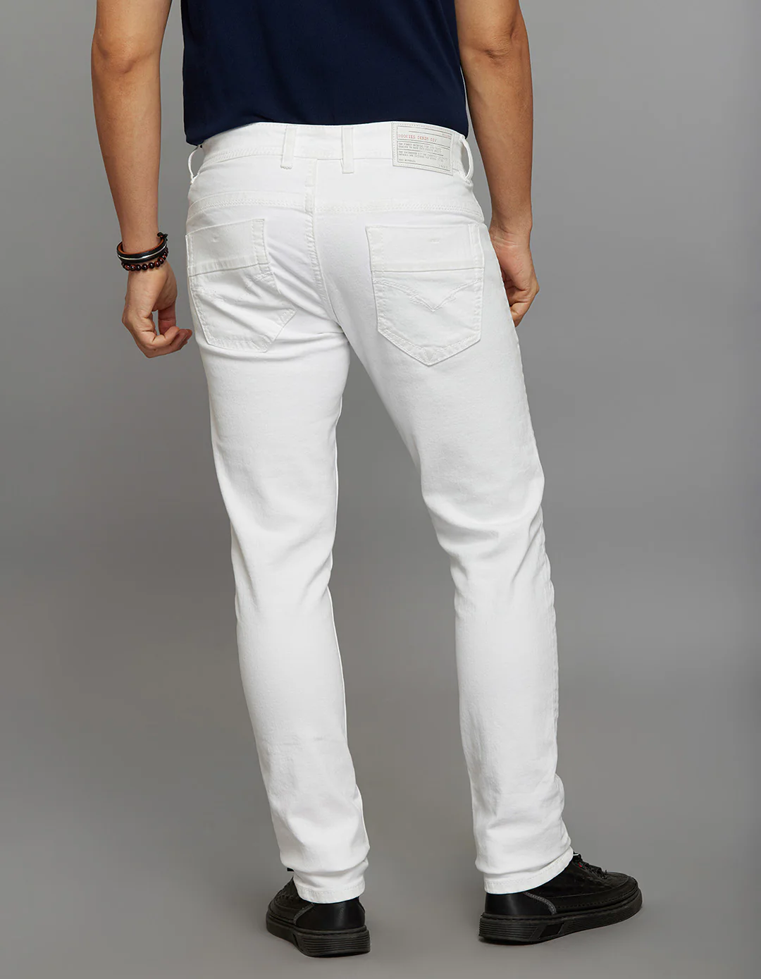 White Mid-Rise Slim Straight Fit Stretch Jeans - Image 5