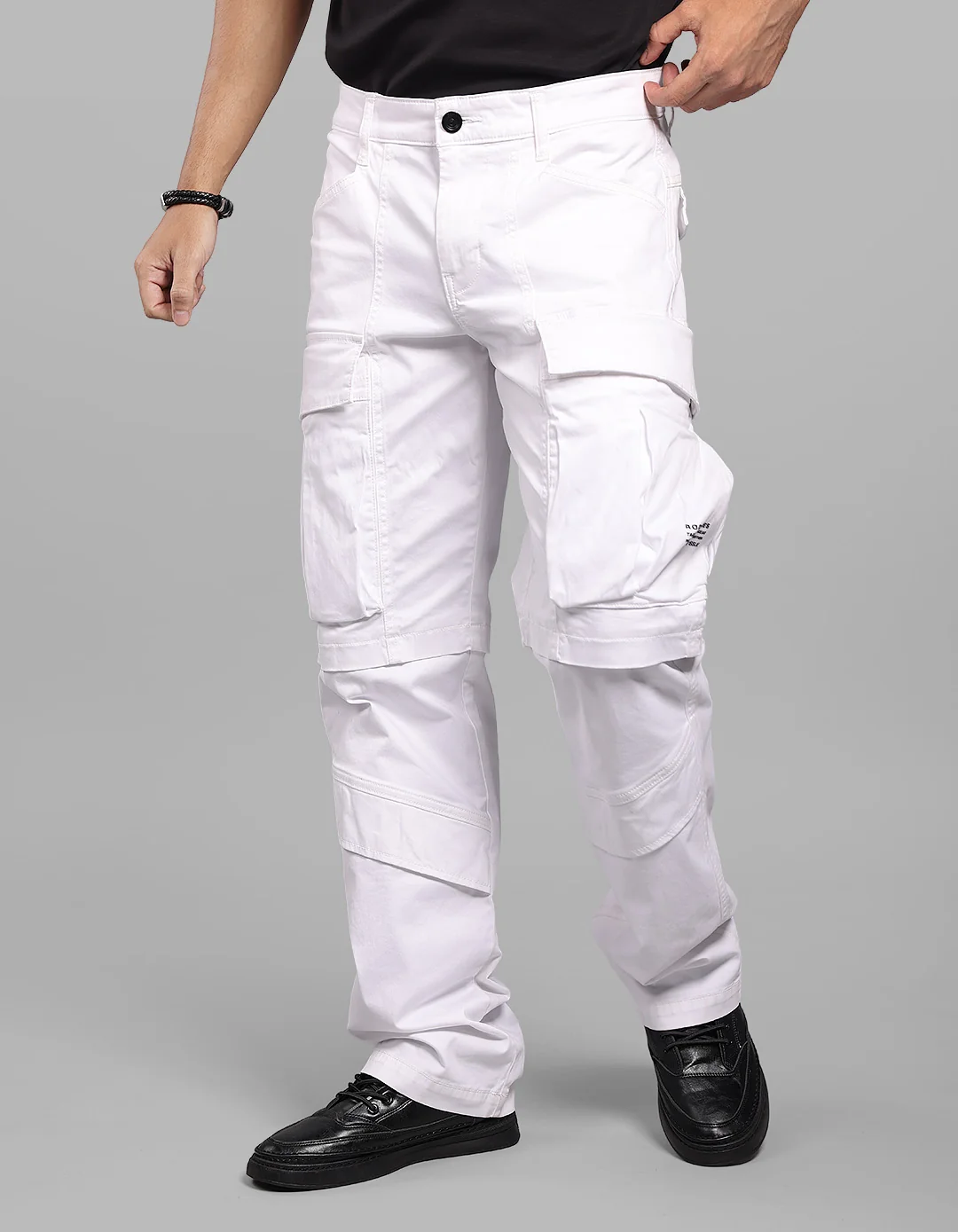 White Comfort Straight Fit Stretch Cargo Pant - Image 3