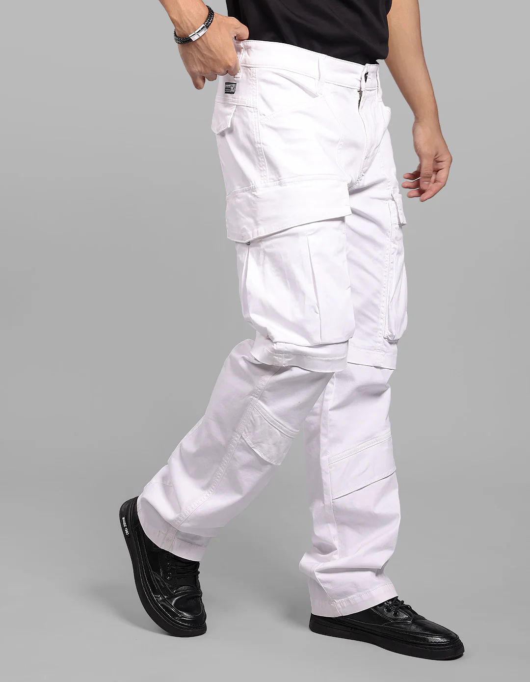 White Comfort Straight Fit Stretch Cargo Pant - Image 4
