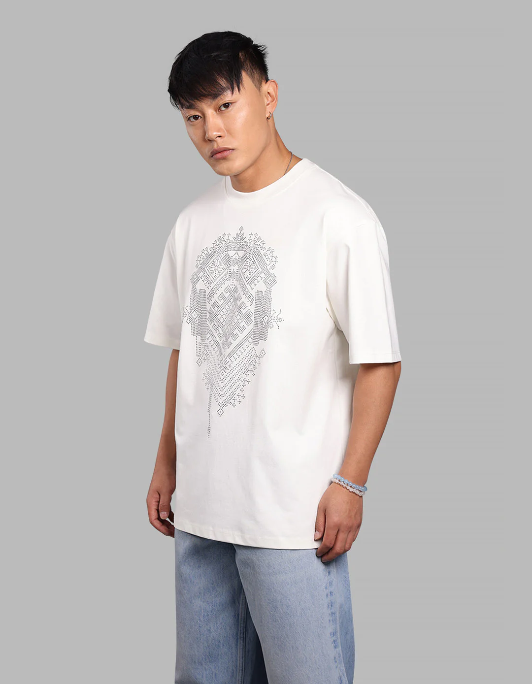 White Half Sleeve Oversize Tee - Image 3