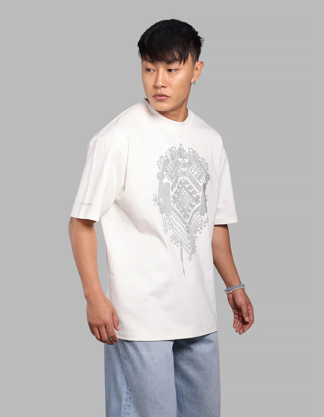 White Half Sleeve Oversize Tee - Image 4