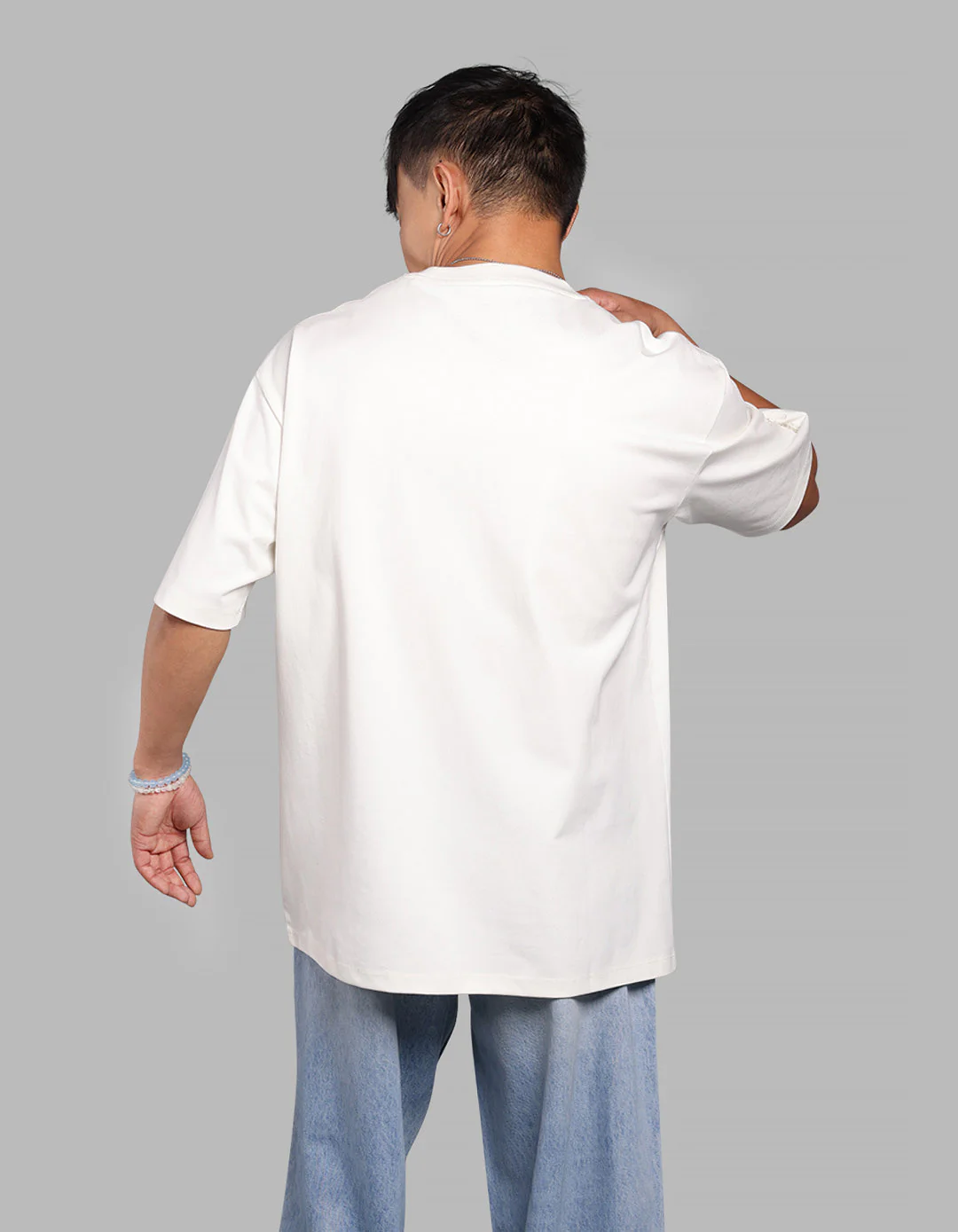 White Half Sleeve Oversize Tee - Image 5