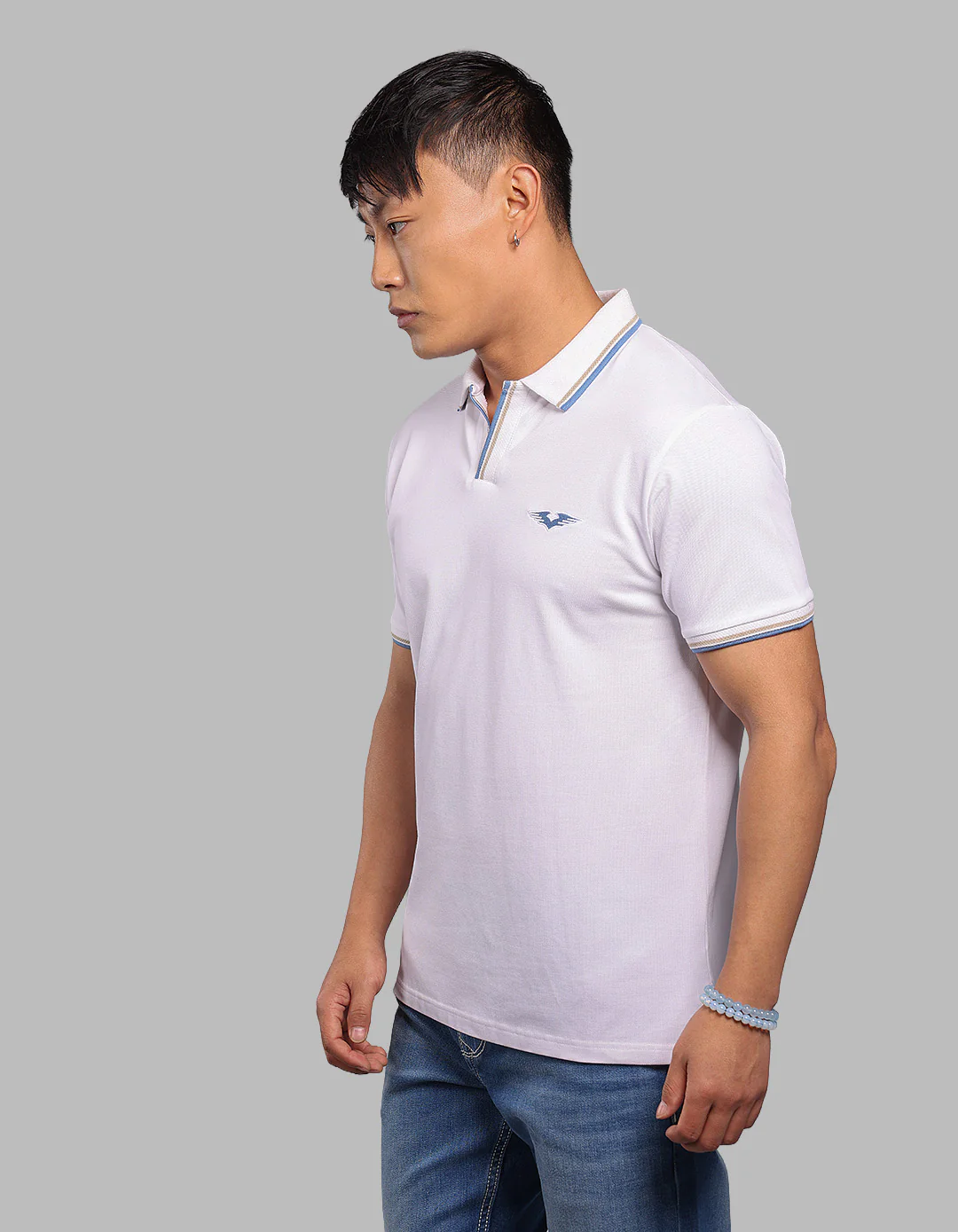 White Half Sleeve Pique Polo Tee - Image 6