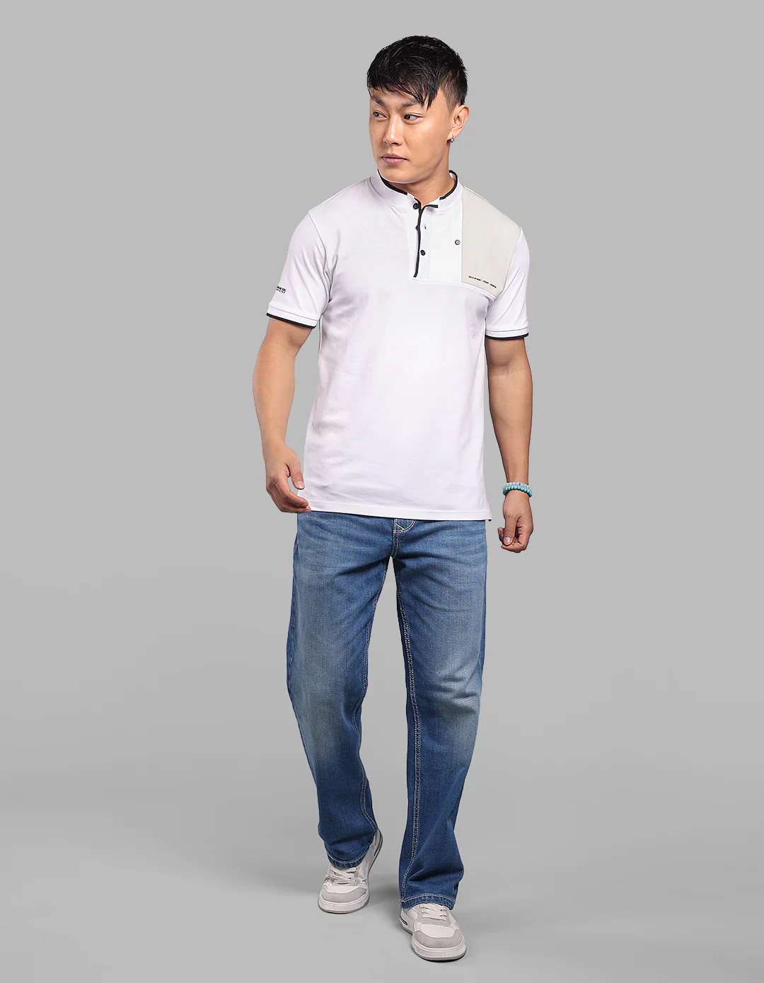 White Half Sleeve Pique Polo Tee - Image 2