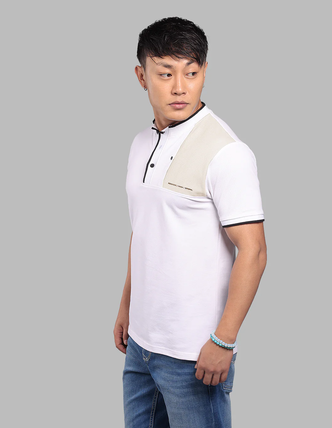White Half Sleeve Pique Polo Tee - Image 3