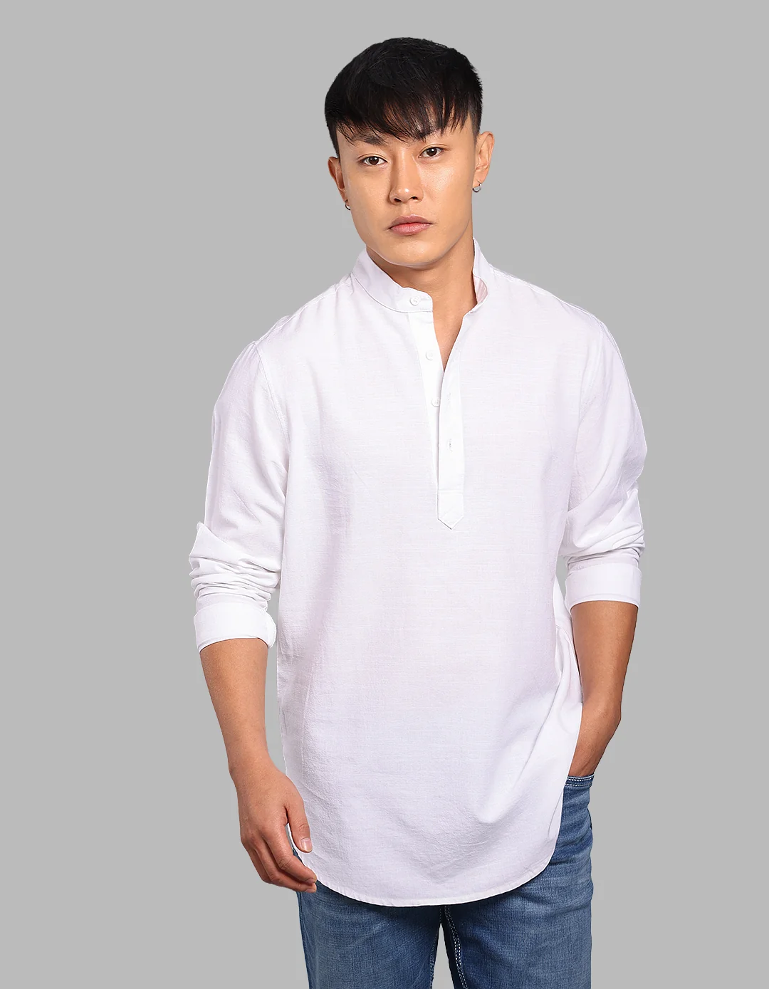 White Relax Slim Fit Short Kurta