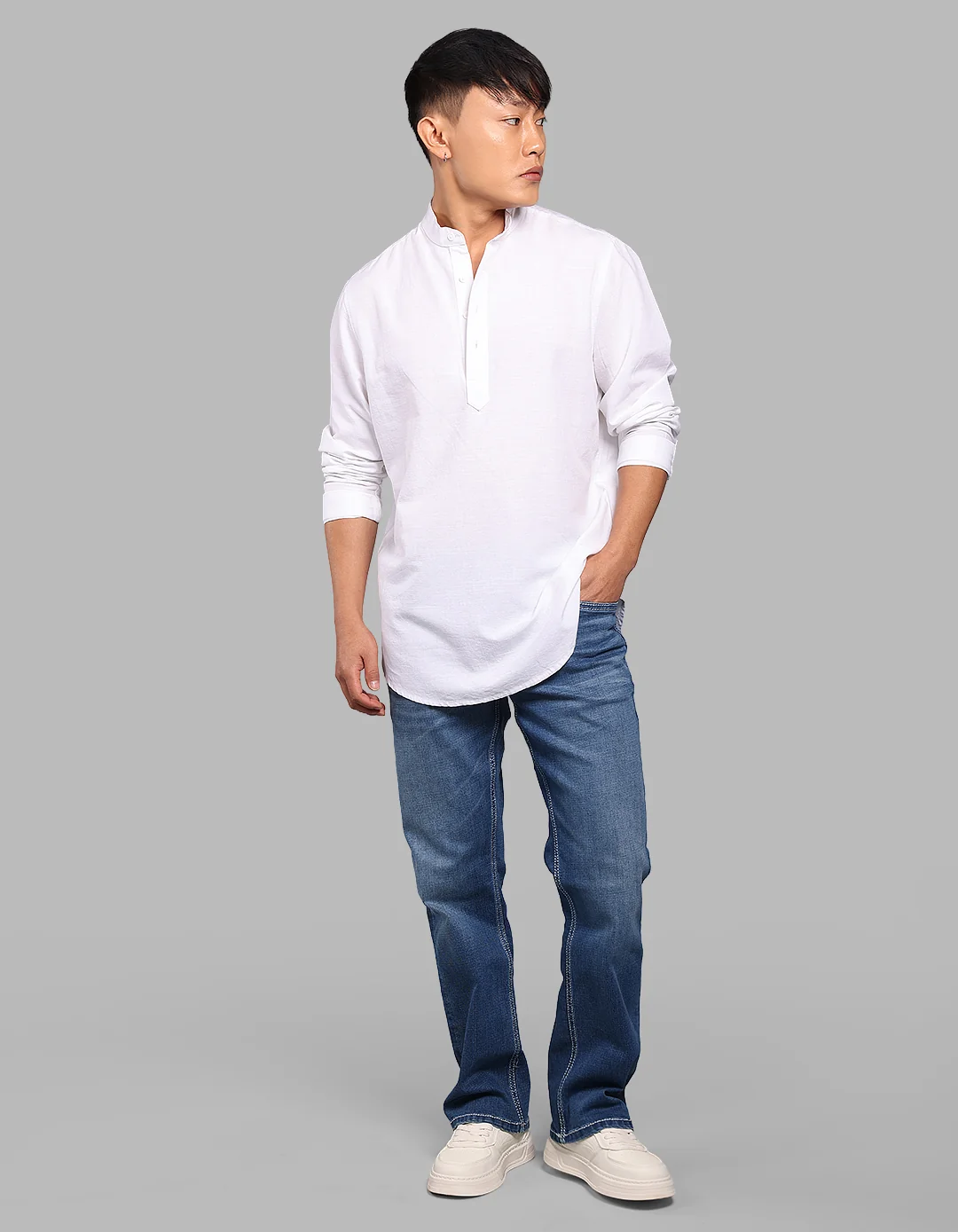 White Relax Slim Fit Short Kurta - Image 2